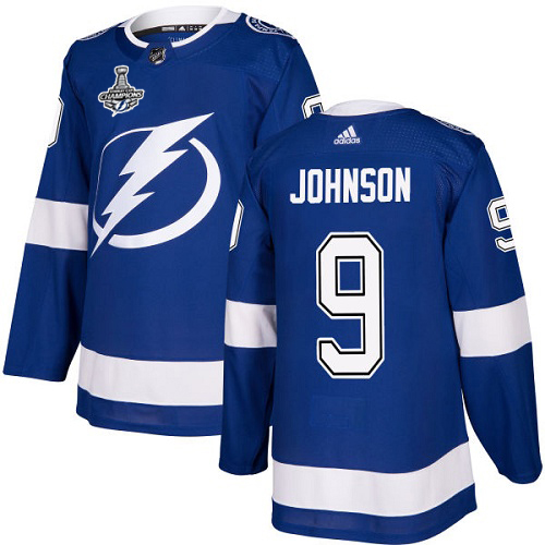 Men Adidas Tampa Bay Lightning #9 Tyler Johnson Blue Home Authentic 2020 Stanley Cup Champions Stitched NHL Jersey